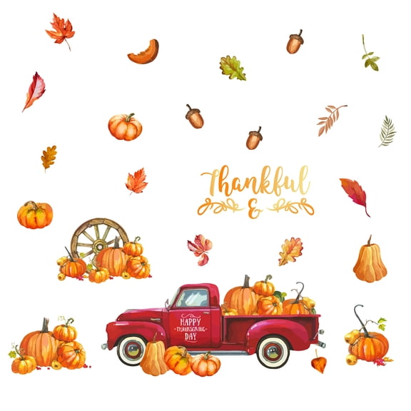 PVC Wall Stickers for Wall Decoration Thanksgiving Day Theme Pumpkin Pattern 900x290mm 2pcs/set for DIY