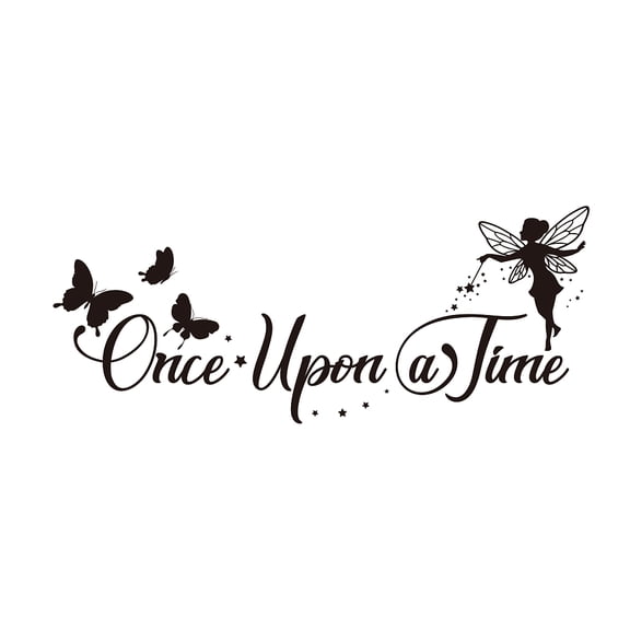 PVC Wall Stickers for Wall Decoration Word Once Upon A Time Butterfly Pattern 516x238mm
