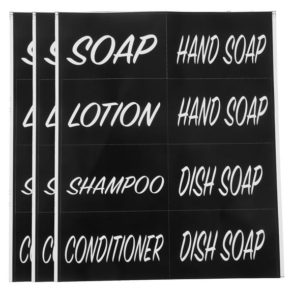 WEUVEB 3 Sheets of Hand Soap Sticker Label Black Rectangular for Homeowners