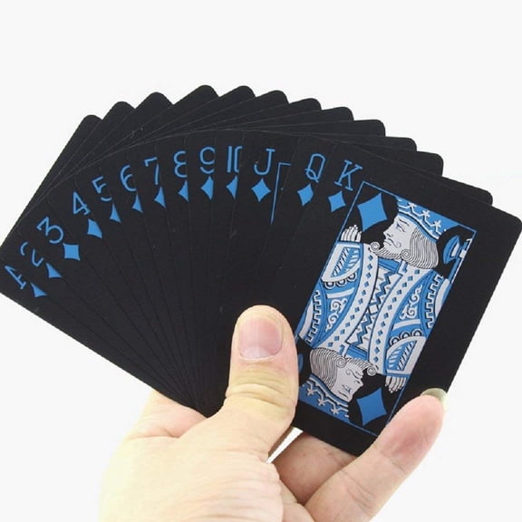 PVC Waterproof Playing Cards Black | Plastic Poker Rummy Bridge Blackjack Deck | Durable Washable Cards with Smooth Finish | Premium Casino Style Card Game Set for Home Travel Parties Pack of  2