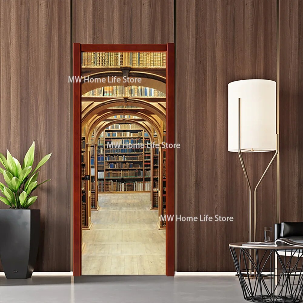 PVC Waterproof Selfadhesive Bookshelf Door Stickers Living Room