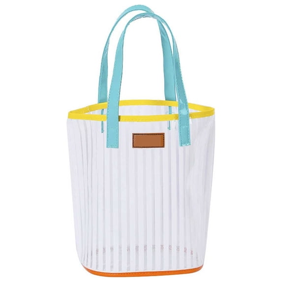 Waterproof Striped Makeup Bag,Clear Cosmetic Bags,Easy to Clean,Travel Organizer Zipper Pouch Beach Vacation for Women Girls
