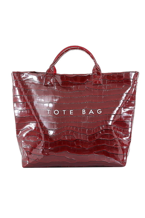 PVC Waterproof Tote Bag for Women, Snake Skin Print Purse, Clear Plastic Tote Bag, Tear-Proof Large-Capacity Stylish Shopping Bag (1PC, Red)