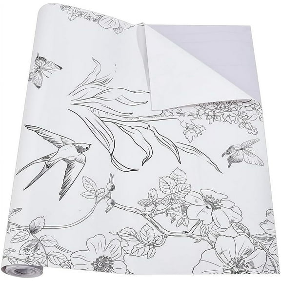 PVC Waterproof Wall Stickers Self-adhesive Decals Flower 442~443x0.1mm 5m/roll Plastic