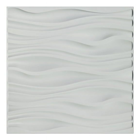 PVC Wave Board Textured 3D Wall Panels, White, 19.7" x 19.7" (12 Pack)