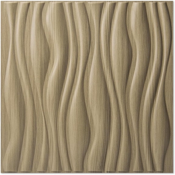 PVC Wave Board Textured Wall Panels for Interior Wall Decor, Room, , Office, Walnut, 19.7" x 19.7" (12 )