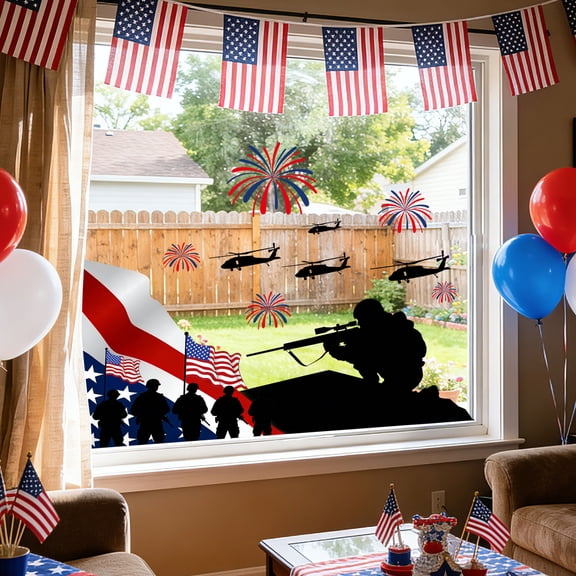 PVC Window Decorations, Independence Day Window Clings Wall Decals, Removable Stickers for Indoor Outdoor Use, Multi-Pattern Holiday Decal Set