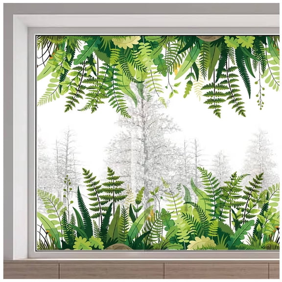 PVC Window Static Stickers Rectangle Shape for Window Decoration Pteridophyte 380x1160mm diy