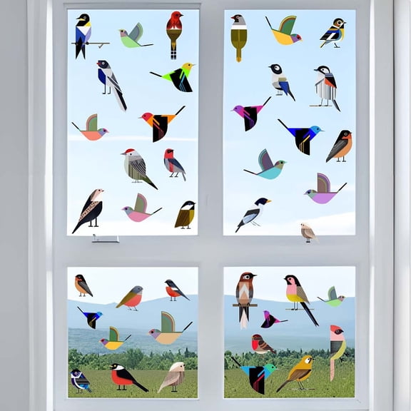 PVC Window Static Stickers Rectangle for Window Decoration Bird 200x300mm 6pcs/set for DIY