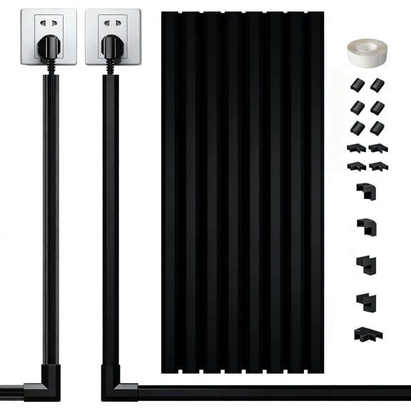 10-Pack Black VC Cable Trays 15x9mm, Flame Retardant Self-Adhesive Cable Tray Kit