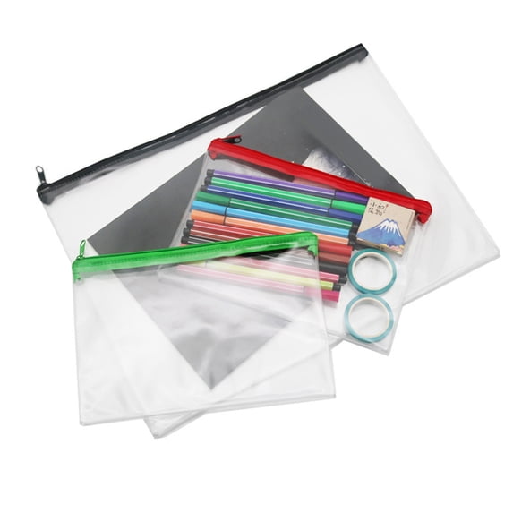 PVC Zipper Pencil Case Transparent Clear Exam Office Home Travel Storage Bag