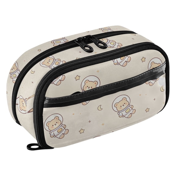 PVC Zipper Pencil Pouch Bear Cute Waterproof Stationery Organizer Bag Cute Large Capacity Pencil Case for School Travel
