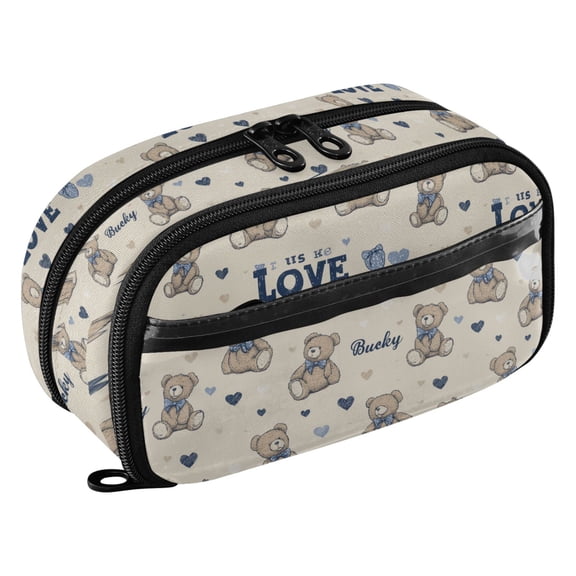 PVC Zipper Pencil Pouch Care Bear Waterproof Stationery Organizer Bag Cute Large Capacity Pencil Case for School Travel