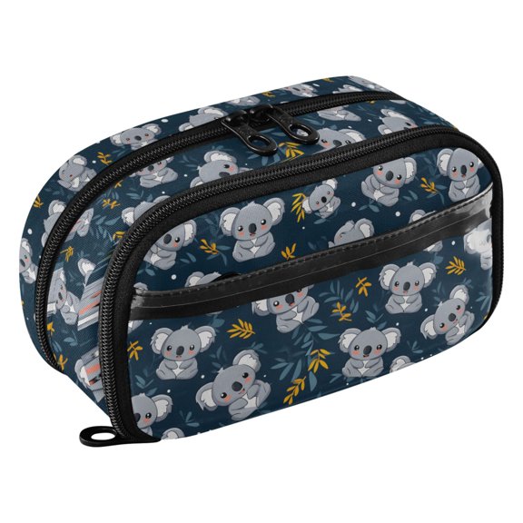 PVC Zipper Pencil Pouch Cute Koala Leaf Waterproof Stationery Organizer Bag Cute Large Capacity Pencil Case for School Travel