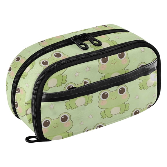 PVC Zipper Pencil Pouch Frog Waterproof Stationery Organizer Bag Cute Large Capacity Pencil Case for School Travel