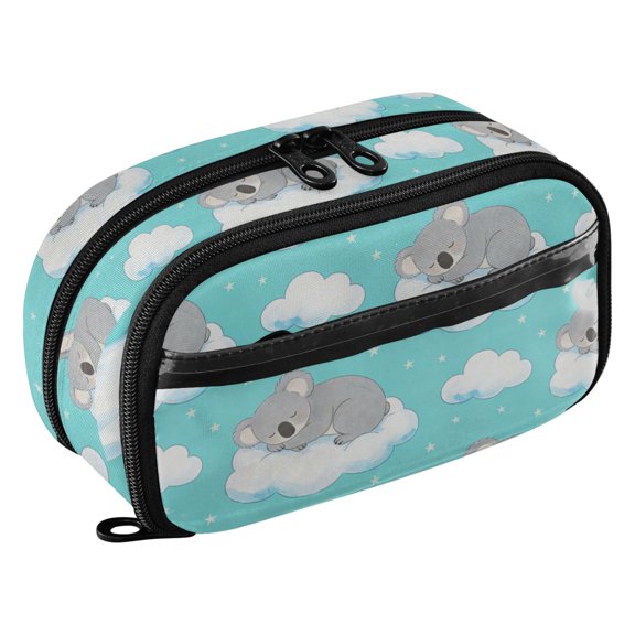 PVC Zipper Pencil Pouch Koala Clouds Waterproof Stationery Organizer Bag Cute Large Capacity Pencil Case for School Travel