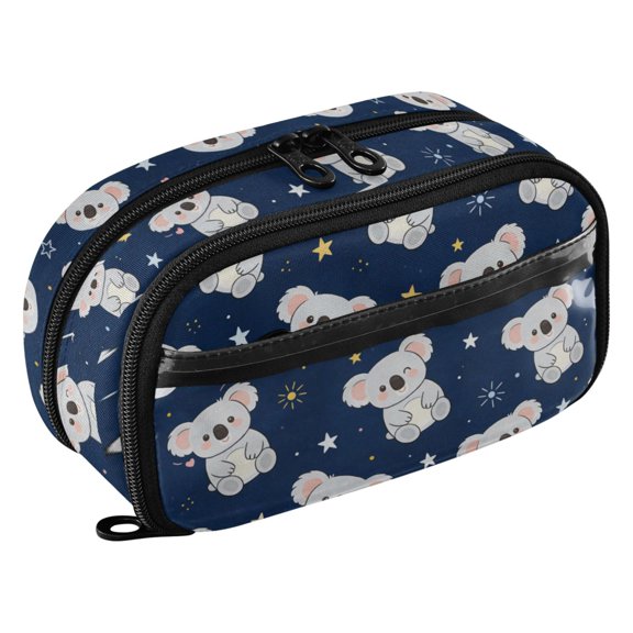 PVC Zipper Pencil Pouch Koala Star Waterproof Stationery Organizer Bag Cute Large Capacity Pencil Case for School Travel
