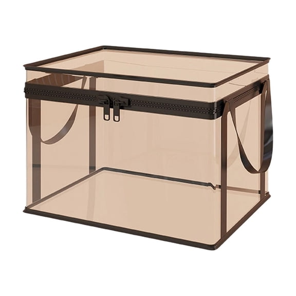 PVC Zippered Storage Box with Carry Handles Large Capacity Organizer for Toys, Clothes, Bedding & More, Sturdy Frame & Waterproof Design,Clear