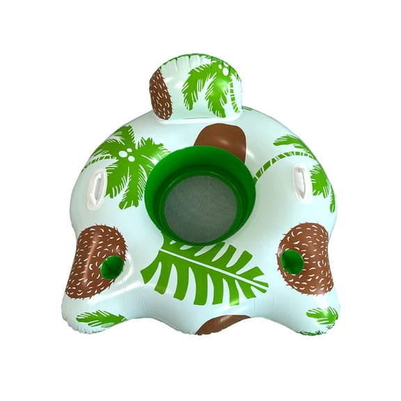PVC inflatable coconut fruit with cup holder ring, adult beach pool leisure seat ring