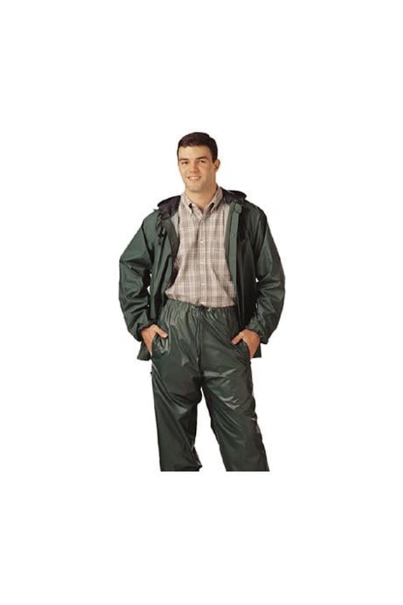 PVC on Nylon Rainwear Suit, Green, XL