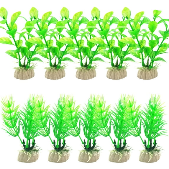 PVC plants in large aquarium, plastic artificial plants for fish tank decoration (10 plants) - combination:mixstyle2;