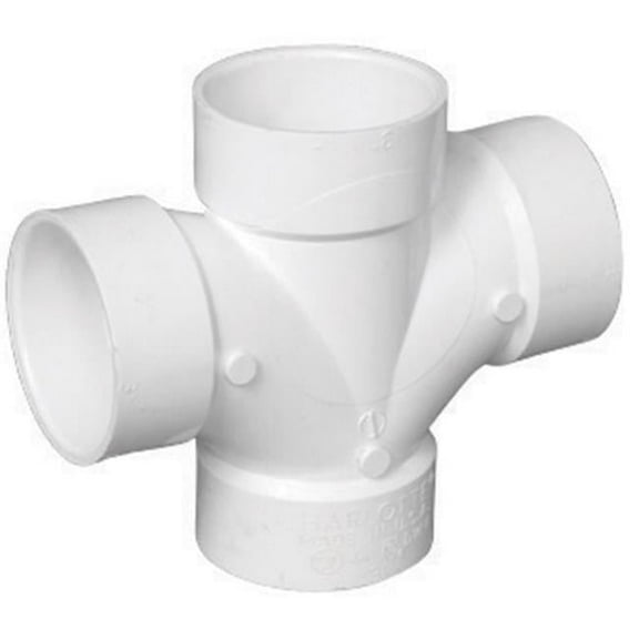 PVC004280800HA PVC-DWV Double Sanitary Tee, 2 in.