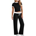 thumbnail image 1 of PVCS Summer Outfits for Women Two Piece Outfit Casual 2 Piece Short Sleeve Tops Crew Neck Pants Sets Tracksuits, 1 of 6