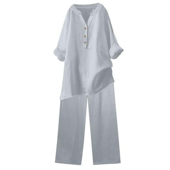 PVCS Summer Outfits for Women Two Piece Outfit Casual 2 Piece Short Sleeve Tops Crew Neck Pants Sets Tracksuits