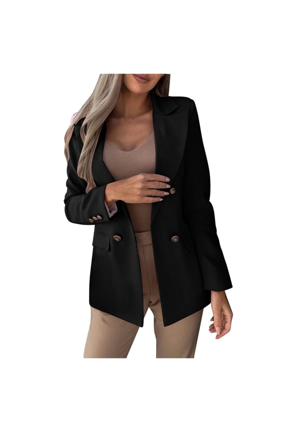 Trendy Jackets for Women Clearance Blazer Business Attire Solid Color Long Sleeve Cardigan Top Jacket Coat 2XL