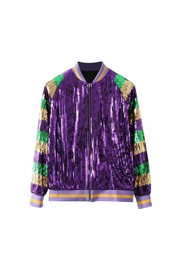 Trendy Jackets for Women Bomber Jacket Sequin Long Sleeve Tassel Jacket Club Party 3XL