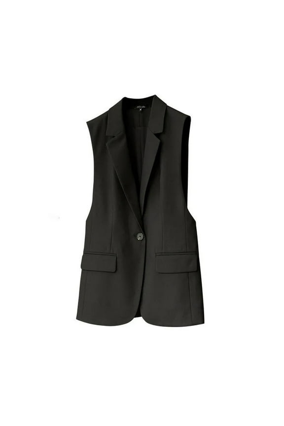 Women's Casual Jackets Clearance Button Up Vest with Pockets Solid Color Jacket Casual Outerwear Suit 3XL