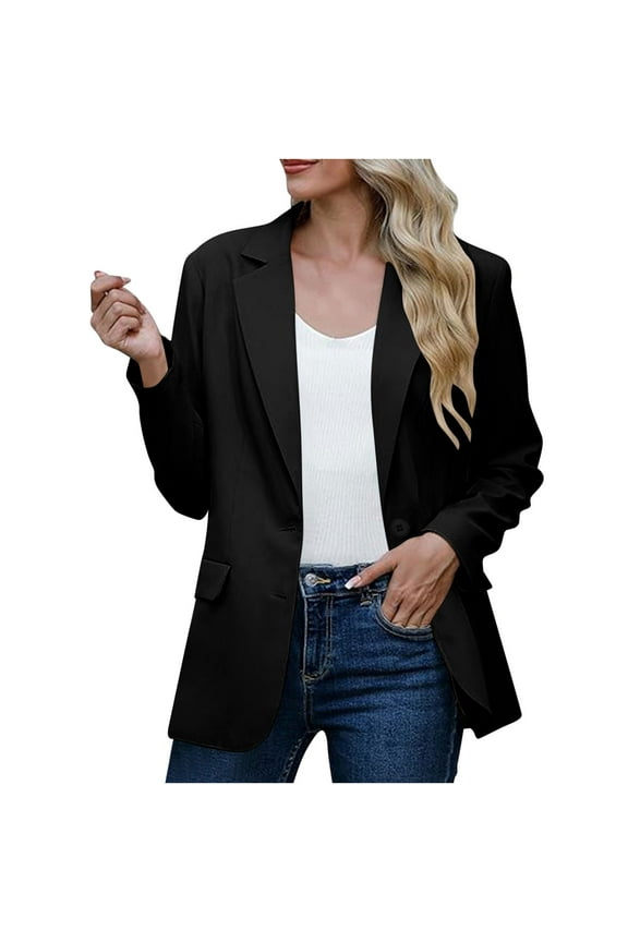 Women's Casual Jackets Clearance Casual Blazer Open Front Office Blazer Jacket With Shoulder Pads Fall 3XL