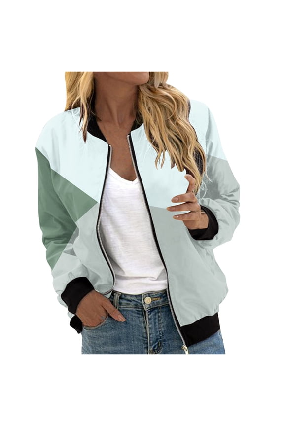 Women's Casual Jackets Clearance Casual Floral Zipper Bomber Jacket Spring Long Sleeve Lightweight Short Outwear Tops XL