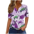 thumbnail image 1 of PVCS Womens Tops Clearance Under $5 Summer Tops for Women Vacation Trendy V Neck Short Sleeve Shirts Casual Loose Spring Vintage Floral Print Comfy Tunic Clothes, 1 of 5