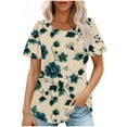 thumbnail image 1 of PVCS Womens Tops Fashionable Women's Casual Short Sleeved Loose Round Neck Printed Top, 1 of 5