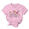 thumbnail image 1 of PVCS Womens Tops Women Mother's Day Gift Mom Flower Print Short Sleeve Round Neck Tshirt Pattern Top, 1 of 7