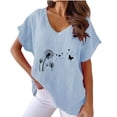thumbnail image 1 of PVCS Womens Tops Clearance Under $5 Women V-neck Print T- Fashion Comfortable Female Blouses Tops, 1 of 4