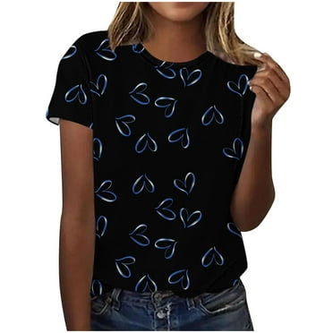 PVCS Womens Tops Clearance Under $5 Women's Casual Letter Print Pullover Short Sleeve Tshirt Tops Shirt