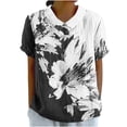 thumbnail image 1 of PVCS Womens Tops Women's Casual Retro Style Casual Printed Short Sleeve Blouse V-Sleeve Blouse/Shirt, 1 of 5