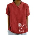 thumbnail image 1 of PVCS Womens Tops Clearance Under $5 Women's Casual Retro Style Casual Printed Short Sleeve Blouse V-Sleeve Blouse/Shirt, 1 of 4
