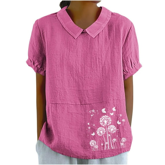 PVCS Womens Tops Clearance Under $5 Women's Casual Retro Style Casual Printed Short Sleeve Blouse V-Sleeve Blouse/Shirt