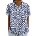 thumbnail image 1 of PVCS Womens Tops Women's Casual Retro Style Casual Printed Short Sleeve Blouse V-Sleeve Blouse/Shirt, 1 of 4