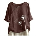 thumbnail image 1 of PVCS Womens Tops Women's Cotton and Linen Printed Tshirt for Slimming and Casual Personality Printing Top for Women's Clothing, 1 of 6