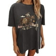 thumbnail image 1 of PVCS Womens Tops Women's Cowboy Competition Casual Concert T Shirts Vintage Cow Skull Graphic Tees Oversized Tops, 1 of 7