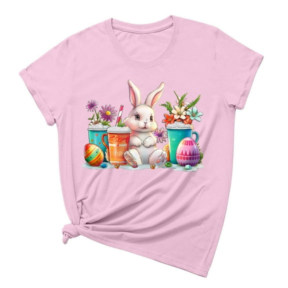 PVCS Womens Tops Women's Fashion Crewneck Printed Short Sleeve T-Shirt Casual Loose Shirt Tops