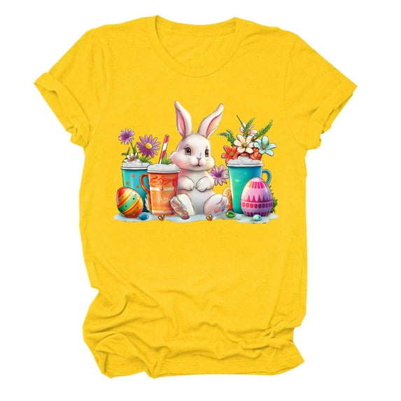 PVCS Womens Tops Women's Fashion Crewneck Printed Short Sleeve T-Shirt Casual Loose Shirt Tops