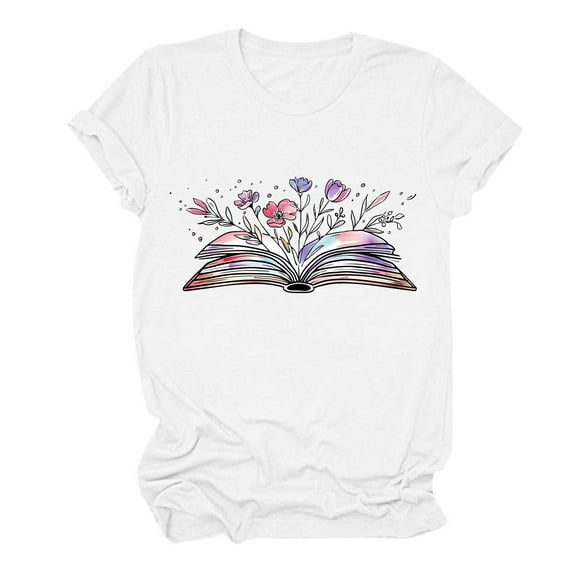 PVCS Womens Tops Women's Fashion Crewneck Printed Short Sleeve Tshirt Casual Loose Shirt Tops