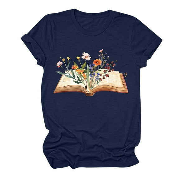 PVCS Womens Tops Women's Fashion Crewneck Printed Short Sleeve Tshirt Casual Loose Shirt Tops