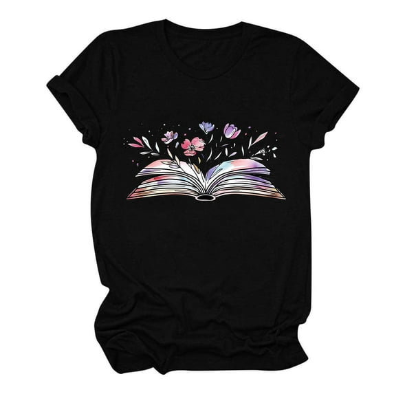 PVCS Womens Tops Women's Fashion Crewneck Printed Short Sleeve Tshirt Casual Loose Shirt Tops