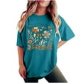 thumbnail image 1 of PVCS Womens Tops Clearance Under $5 Women's Fashion Summer Round Neck Drop Sleeves Leisure Short Sleeve Flower Printing Tops, 1 of 7